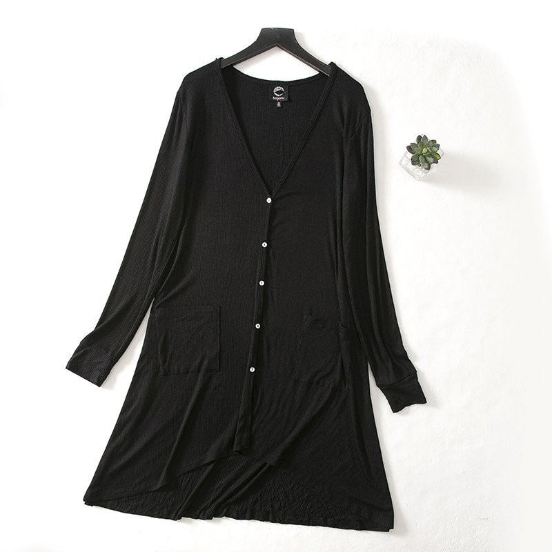 混纺单排扣开衫中长披肩针织外套