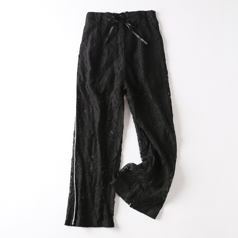 气质通勤休闲裤蕾丝阔腿裤长裤