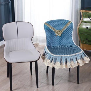 加棉椅子套罩四季通用轻奢现代弓型靠背一体弧形餐桌凳子座椅垫套