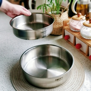 28cm 出口德国304不锈钢大圆盘托盘蒸年糕鱼盘水果盘碟子20