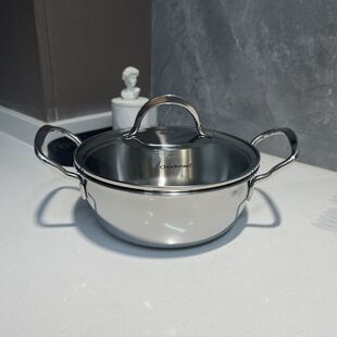出口德国 一人食18/10不锈钢18cm双耳奶锅煎炒煮多用锅小汤锅