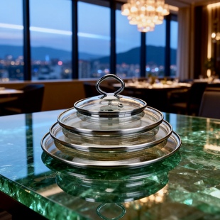 304不锈钢锅盖家用透明钢化玻璃耐热蒸锅炒菜锅盖煮水壶盖