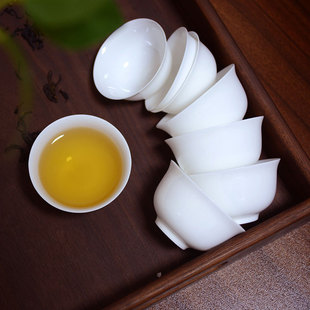 高温骨瓷超薄胎不烫手小茶杯潮州功夫品茗茶碗白瓷家用喝茶茶具杯