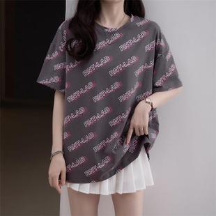 百搭純棉短袖 夏裝 新款 加大碼 T恤女胖mm寬松顯瘦遮肚子藏肉上衣女