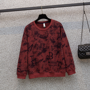 洋气印花卫衣女胖mm百搭宽松显瘦长袖 女装 上衣女潮 大码 2025秋冬装