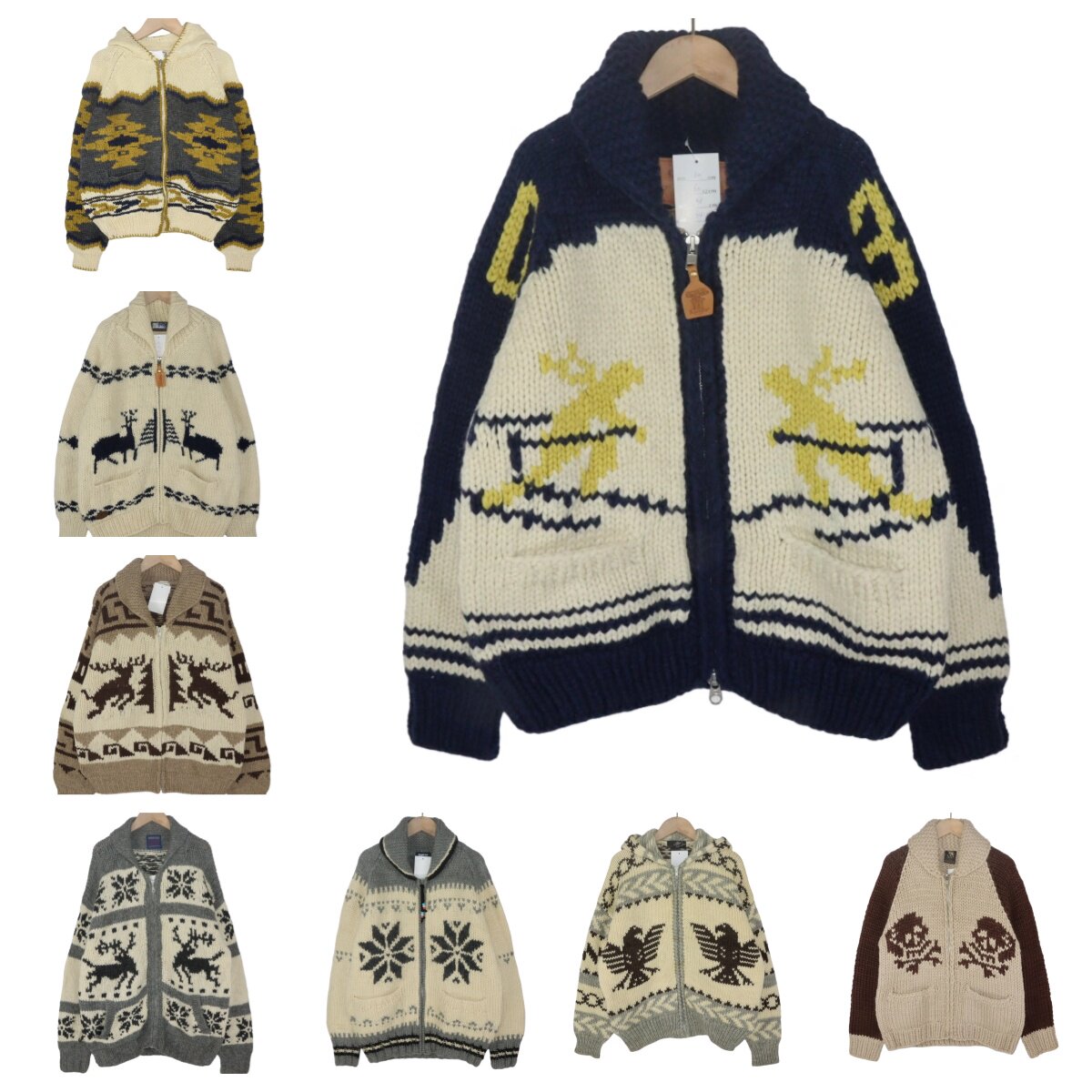 古着vintage孤品北欧冰岛重磅粗线鹰鹿费尔岛雪花厚实外套毛衣A14