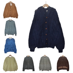 古着vintage孤品羊毛粗线编织麻花豆豆复古纯米色学院风毛衣A60