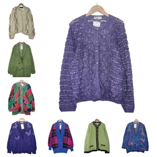 古着vintage孤品日系马海毛复古纯色钩花森系百搭毛衣A83