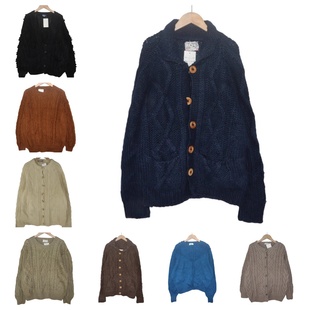 古着vintage孤品羊毛粗线编织麻花豆豆复古纯色学院风毛衣A72