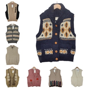 古着vintage孤品羊毛复古文艺学院风波普菱形毛衣马甲A27