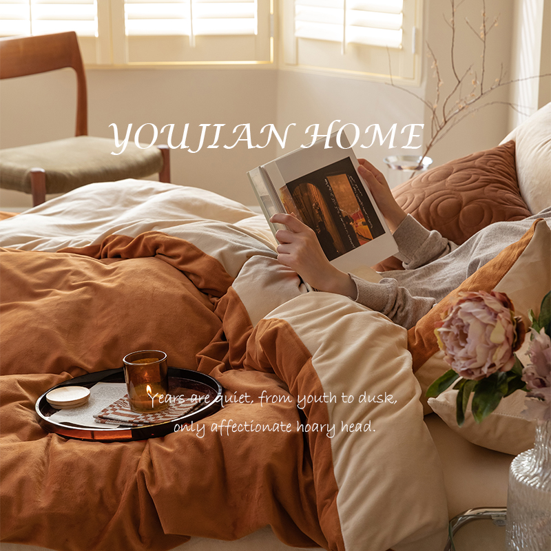 日式天鹅绒四件套床单款舒适保暖