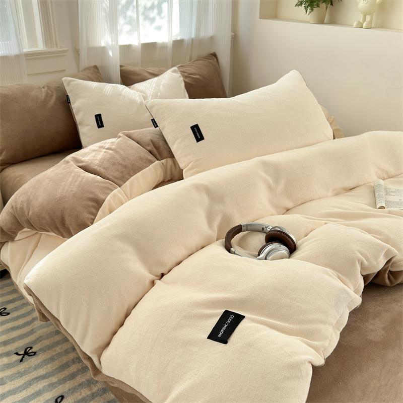 日式加厚保暖牛奶绒四件套