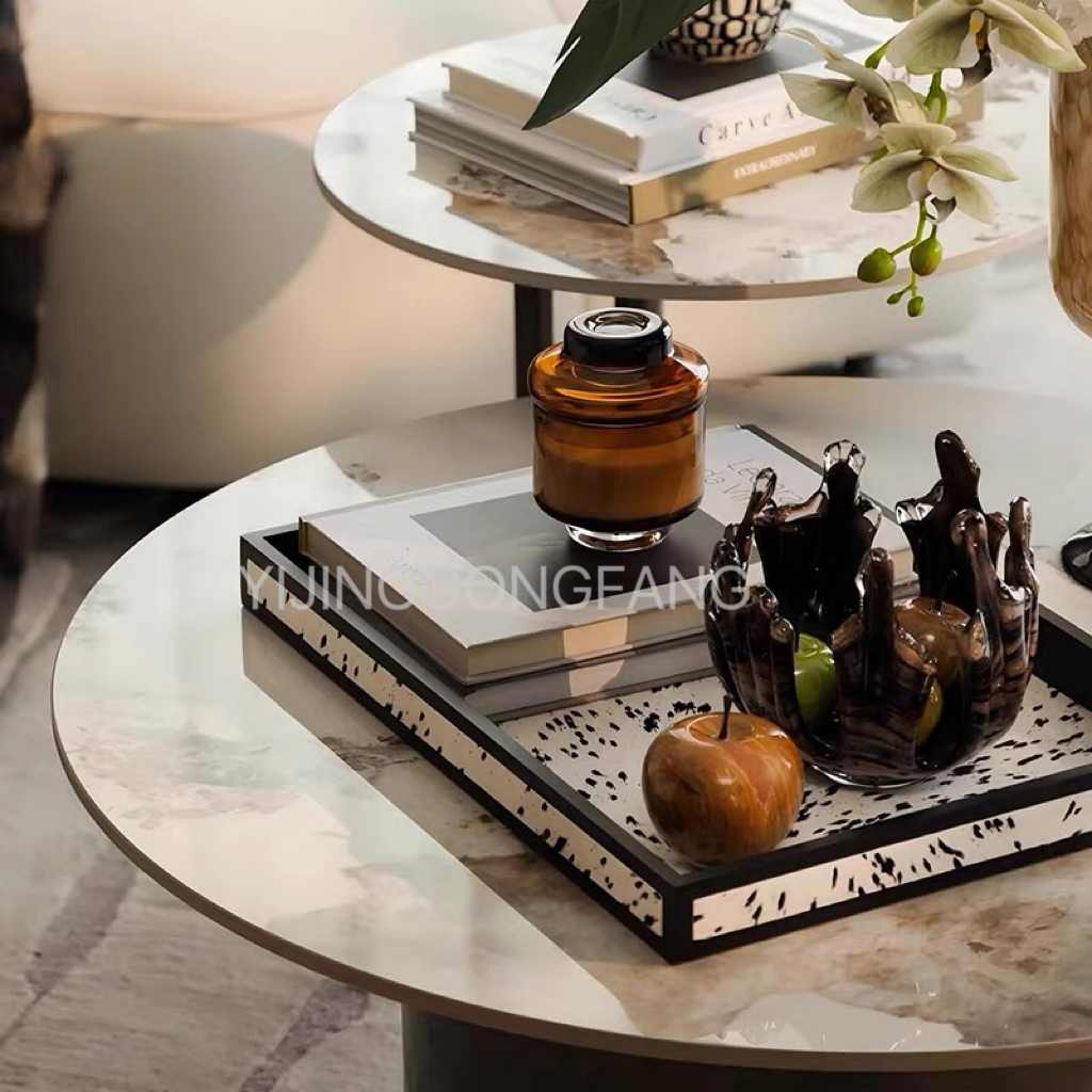 轻奢现代大理石边几圆形装饰品