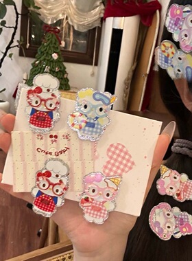 可爱卡通KT小猫边夹萌萌哒百搭亚克力发夹女童刘海碎发夹儿童发饰