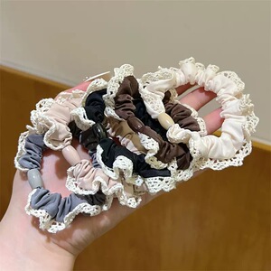 新款韩式头绳黑色蕾丝花边小肠发圈小香头绳2025四季皮套马尾发绳