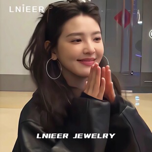 玫瑰刘亦菲同款耳环圈圈耳饰女耳圈大圈圈素圈耳环新款2025爆款