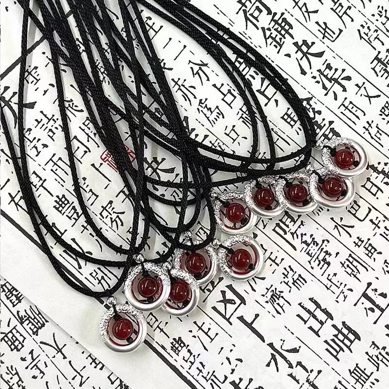 情侣本命年红珠项链女相思豆祥云圈平安扣手工编织锁骨链项绳男