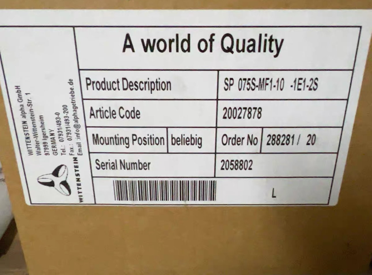 alpha阿尔法减速机 SP075S-MF1-10-1E1-2S 威腾斯坦减速机