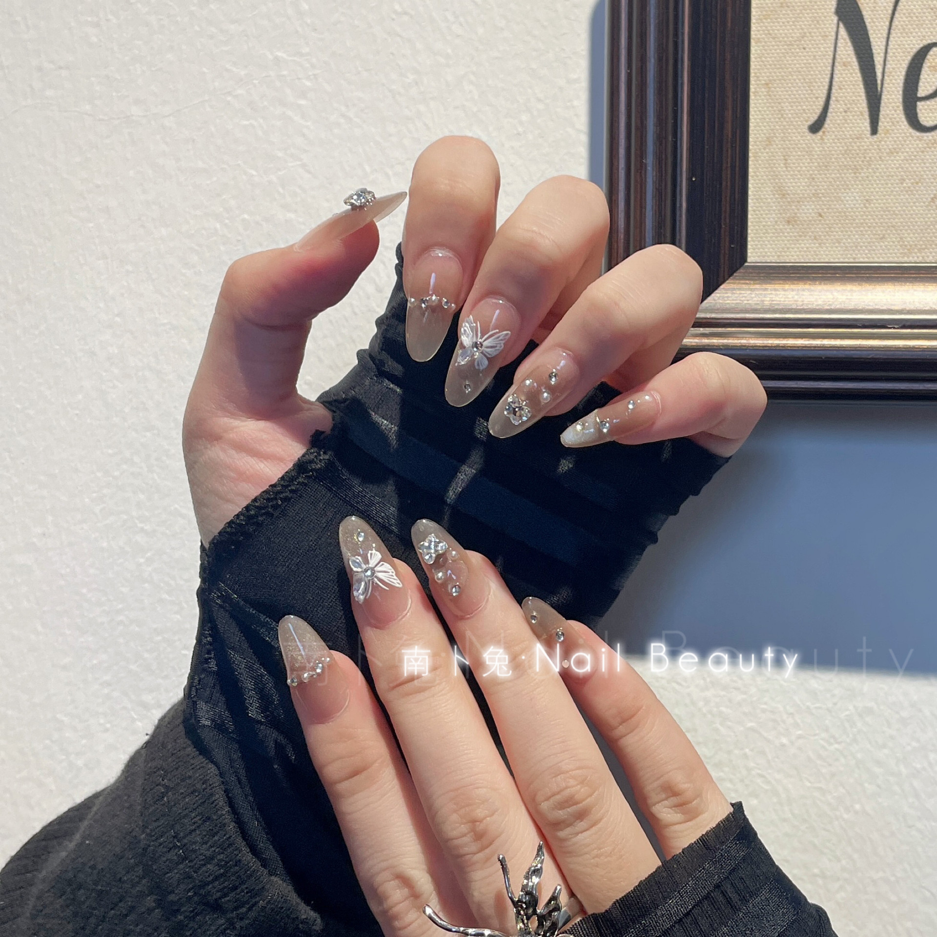 纯手工穿戴甲短款成品假指甲贴片猫眼法式高级感轻奢蝴蝶贴钻可拆,彩妆/香水/美妆工具,穿戴甲/甲片,淘宝优惠券,粉丝福利购,淘宝优惠卷