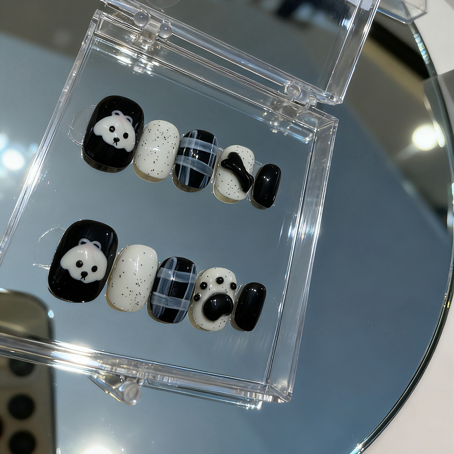 纯手工穿戴甲短款可爱卡通手绘格子小众ins美甲假指甲贴片,彩妆/香水/美妆工具,穿戴甲/甲片,淘宝优惠券,粉丝福利购,淘宝优惠卷