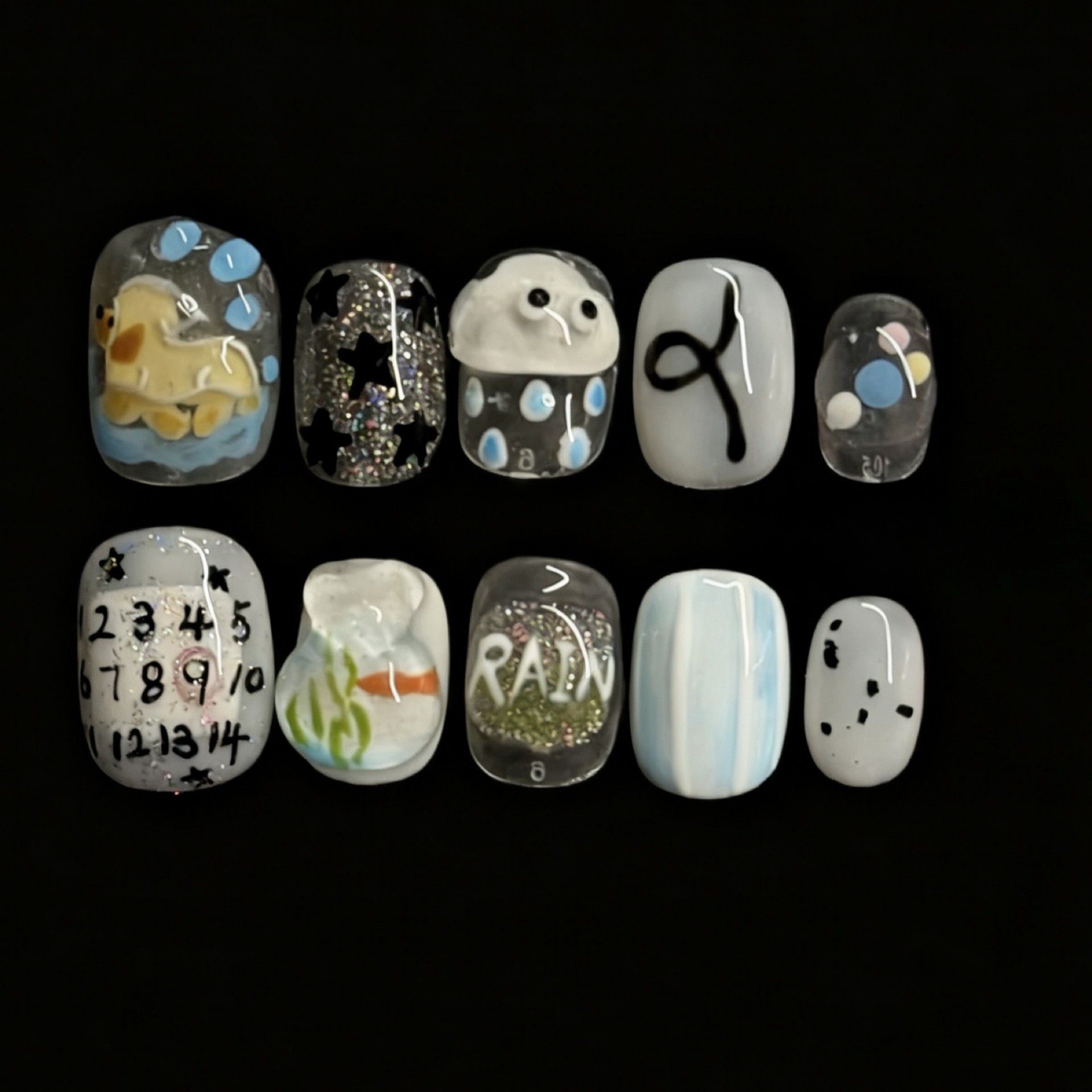 【小金鱼】ins风手绘手工穿戴甲短款可爱美甲贴片成品贴片可拆卸,彩妆/香水/美妆工具,穿戴甲/甲片,淘宝优惠券,粉丝福利购,淘宝优惠卷