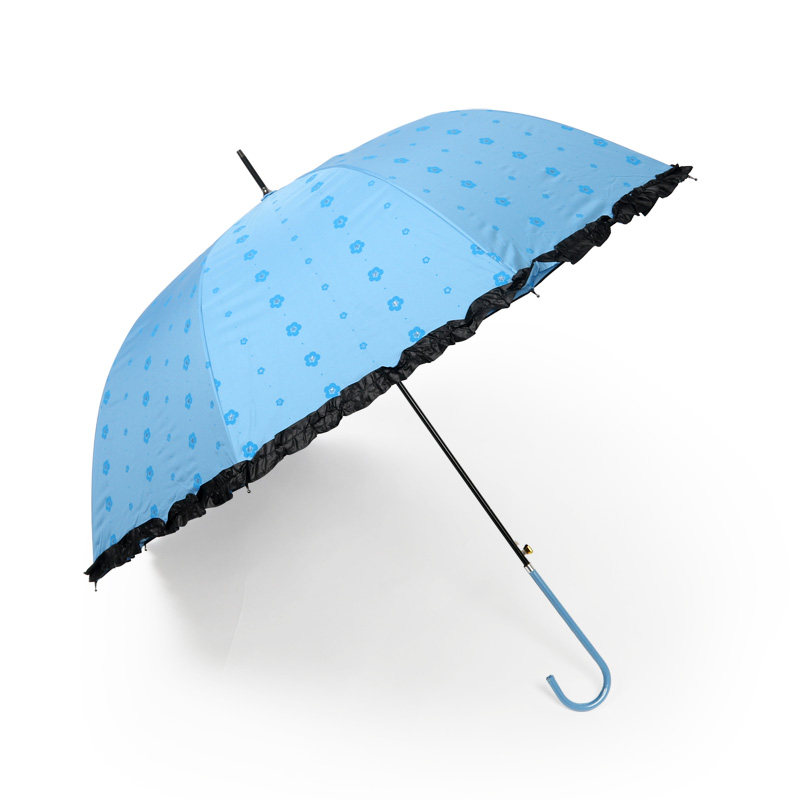 正品 雨中鸟直杆黑胶超强防紫外线韩版小碎花长柄遮阳伞 晴雨伞