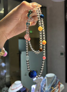 天然白水晶多宝项链手链两用女款颈链送女友闺蜜礼物简约百搭饰品