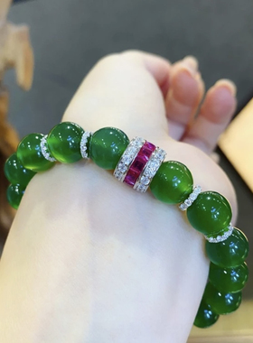 珠宝白钻红宝螺丝连接扣头适用绿玉髓10mm百搭项链手链加长万能扣