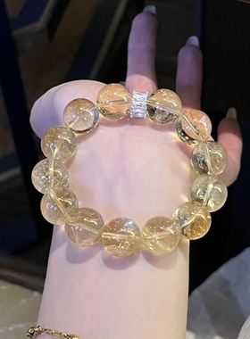 暴富设计天然黄阿赛手链女黄水晶手串招财转运大尺寸轻奢小众精致