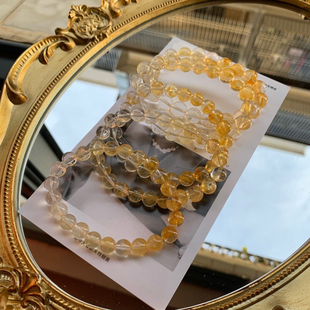 天然黄胶花渐变色手链女款招财转运珠子散珠串珠饰品礼物送女友