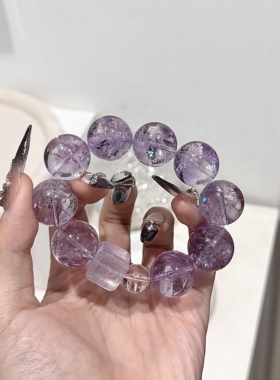 天然薰衣草玻利维亚紫水晶阿塞彩虹爆闪手串搭配方糖原创女款手链