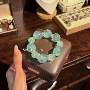 天然曼波绿萤石原创设计款手链招财百搭招财新年手串女款礼物