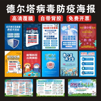 防控德尔塔病毒疫情宣传海报防疫海报挂图防范德尔塔毒株知识宣传
