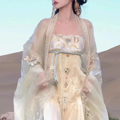 有香如故原创汉服女【精卫金荷】重工刺绣齐胸诃子裙大袖衫春秋款