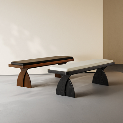 中古风设计师实木长凳卧室床尾凳