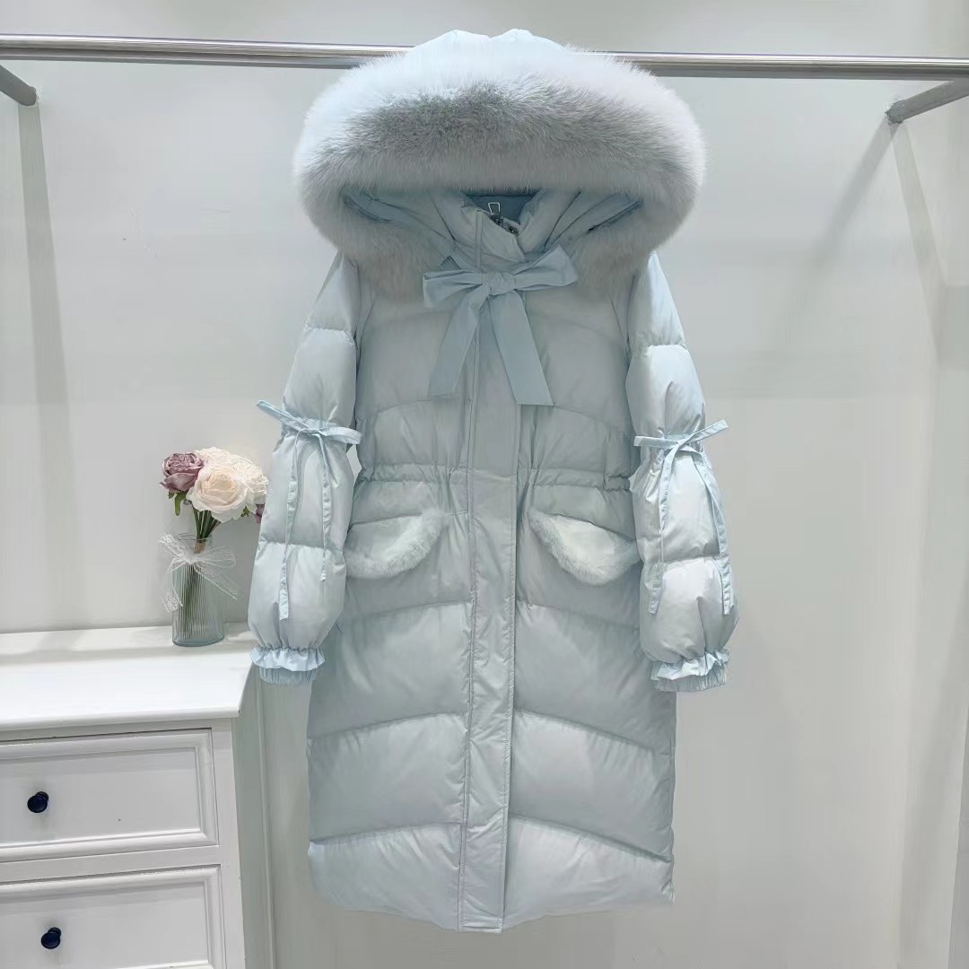 3.33服饰28011款冬季新款长款过膝加厚狐狸毛领羽绒服