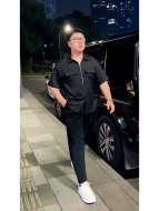 夏季微胖男生显瘦穿搭短袖衬衫宽松冰丝垂感上衣半袖衬衣潮牌百搭