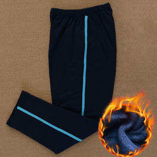 成都高新实验中学夏春一条湖蓝杠校服裤子纯棉高腰深蓝藏蓝校裤