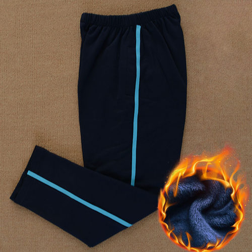 成都高新实验中学夏春一条湖蓝杠校服裤子纯棉高腰深蓝藏蓝校裤