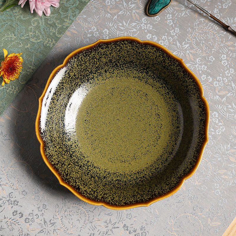 景德镇御景山房柴窑茶叶末乌金釉莲瓣壶承多款官窑瓷直径16.1cm