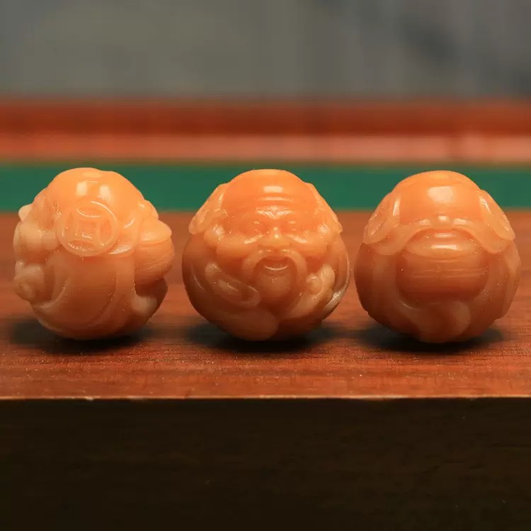 天然菩提根雕刻财神风化菩提根财神19MM佛珠文玩金刚手串diy配件