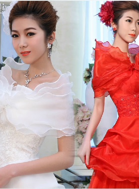 婚纱蕾丝森系遮肉手臂一字肩礼服