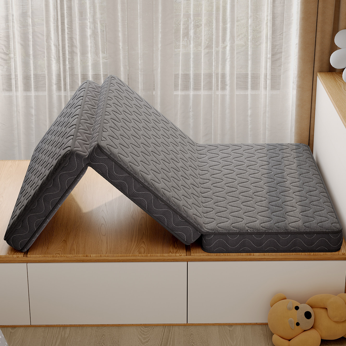 海马乾坤天然3e环保椰棕三折叠床垫乳胶家用卧室榻榻米儿童可折叠