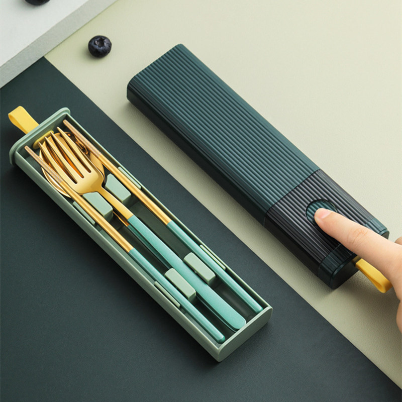 时尚304不锈钢便携餐具套装学生上班族外带筷叉勺三件套收纳盒子,餐饮具,便携/折叠餐具,淘宝优惠券,粉丝福利购,淘宝优惠卷