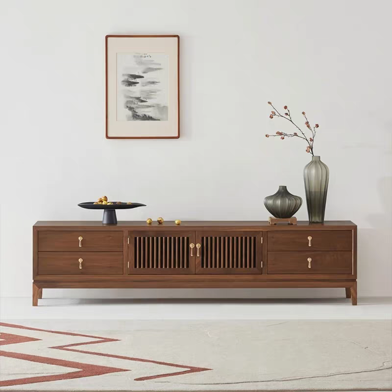 新中式老榆木电视柜落地柜置物柜矮柜简约现代禅意客厅实木影视柜