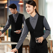 KTV男服务员工作服长袖 假两件餐饮饭店西餐厅酒吧台球室马甲工装