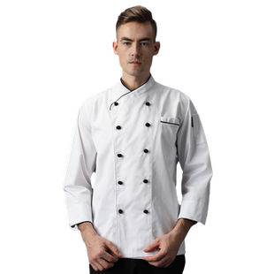 布扣厨师工作服男长袖秋冬厚款后厨餐饮饭店烘焙店厨房棉厨师服女