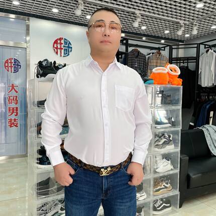 春夏款加肥加大码衬衫弹力男胖人宽松休闲多色职业装长袖衬衫
