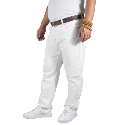 秋冬纯白色胖人加肥加大牛仔男裤