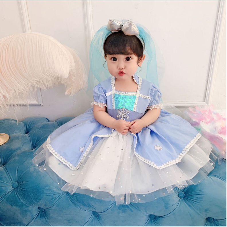 オリジナルロリータロリスカート赤ちゃん氷雪2爱莎公主网アリス子供ワンピース赤ちゃんガーゼスカート